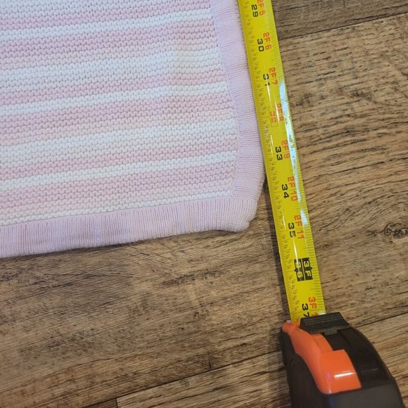 Free Shipping Baby Security Blanket Cotton Pink & White Stripes Sweater Knit - Picture 2 of 5